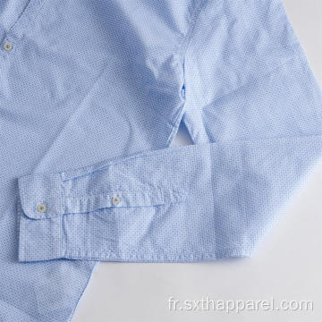 Chemise décontractée à carreaux bleue pour homme à manches longues